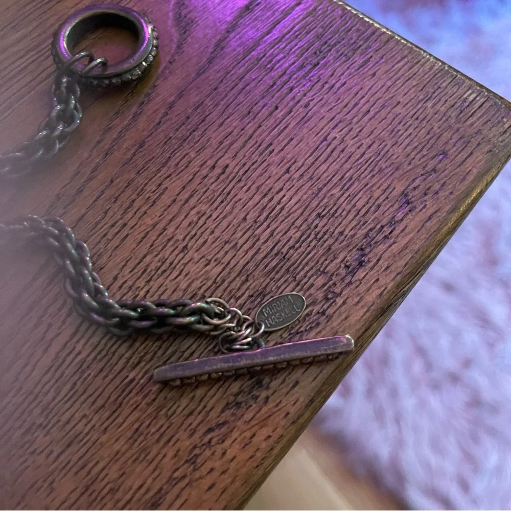 𝐁𝐔𝐘 𝐎𝐑 𝐁𝐘𝐄💥MIRIAM Haskell Necklace- coin pendant beaded chain w/ toggle closure - Picture 5 of 10